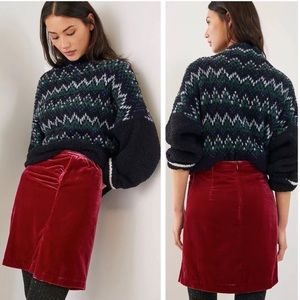 Anthropologie Montie Velvet Mini Skirt 6 NWT